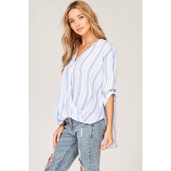 LAST ONE! High Low Button Down Gathered Top - Picture 3 of 5